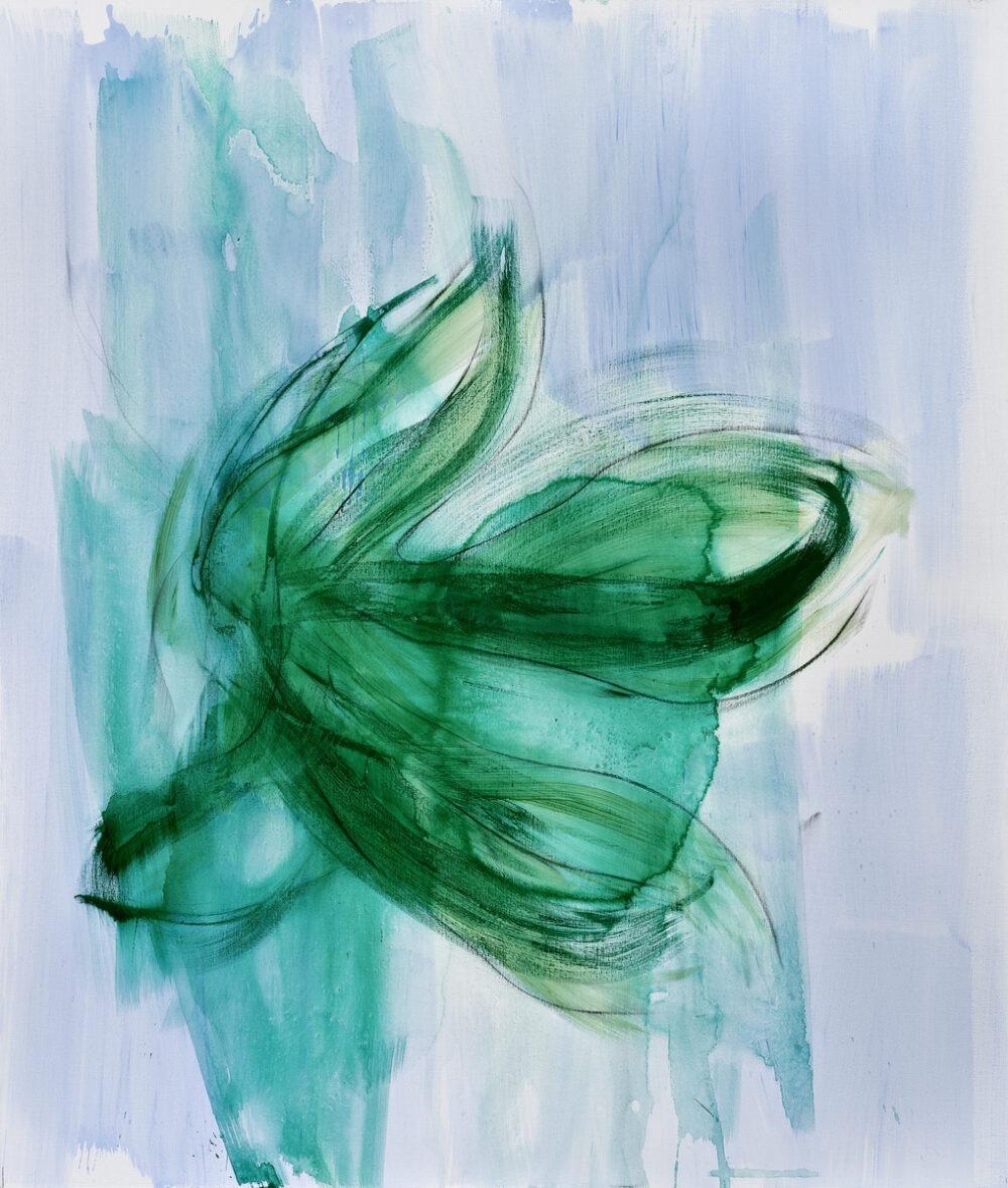 Ika Huber / Aquamarin / 2024 / H 195 cm x B 165 cm / acrylic, chalk on canvas